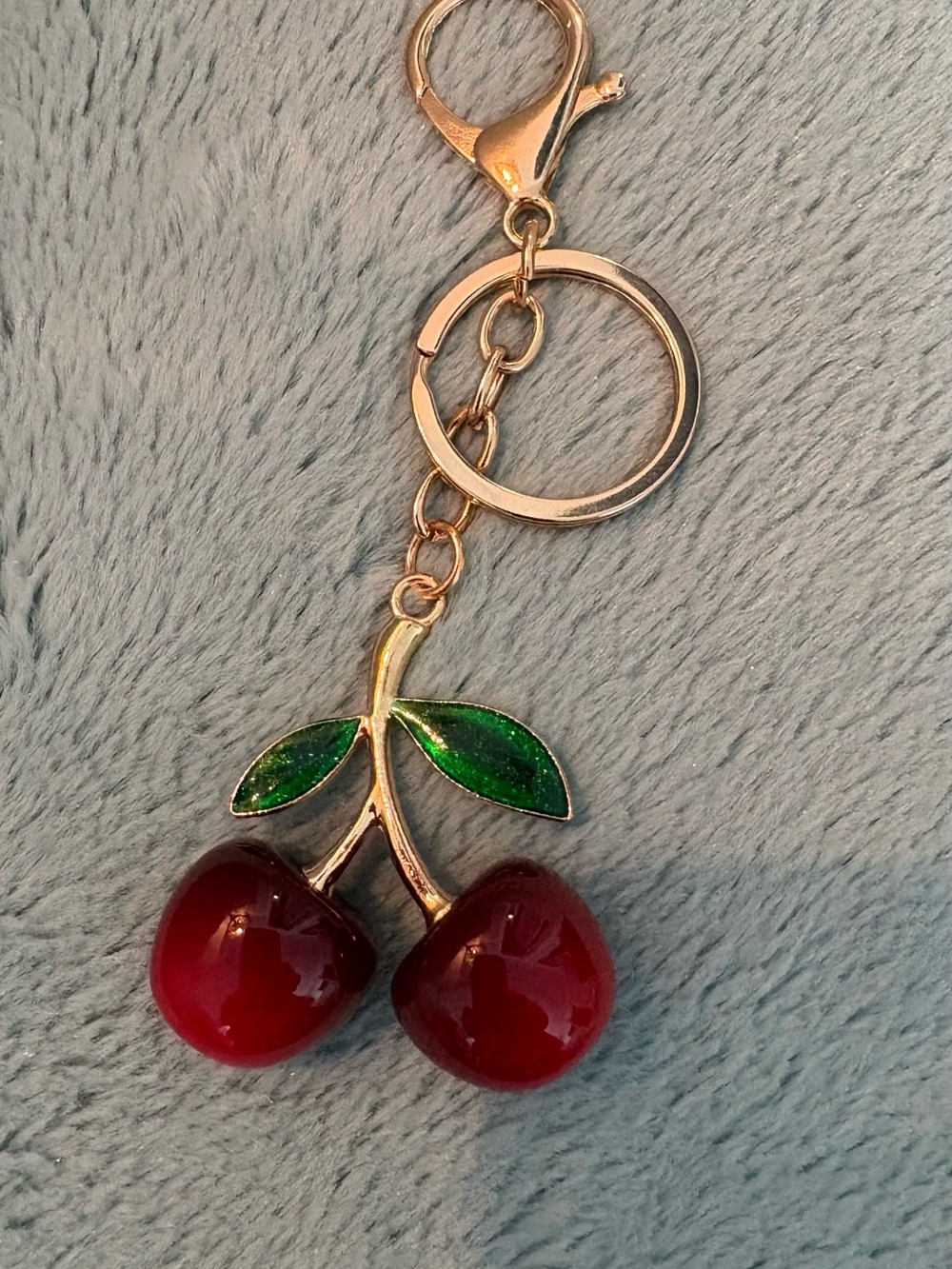 Scrumptious Red Cherry Key Chain in gold tone NWT